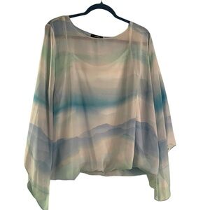 Alfani Asymmetrical Green and Blue Blouse